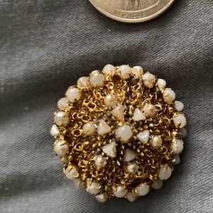 Vintage pearl and glass beaded brooch.